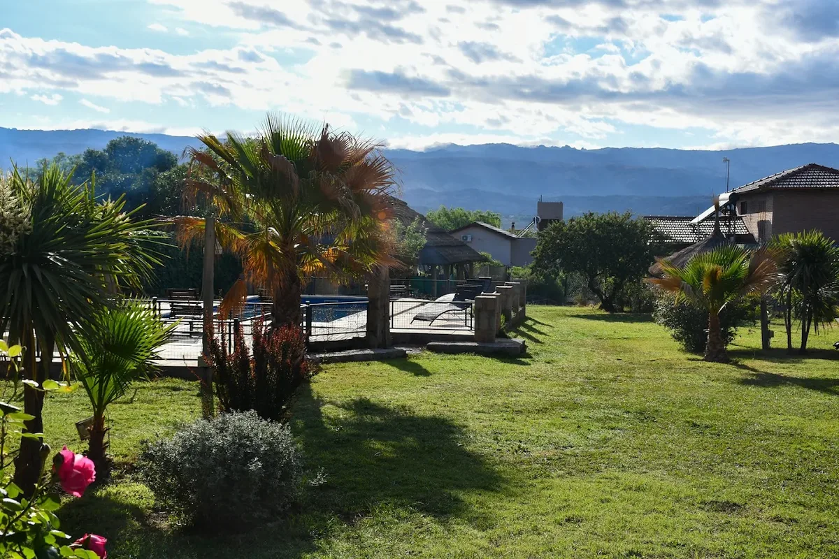 El parque: palmeras, sombra y pasto
